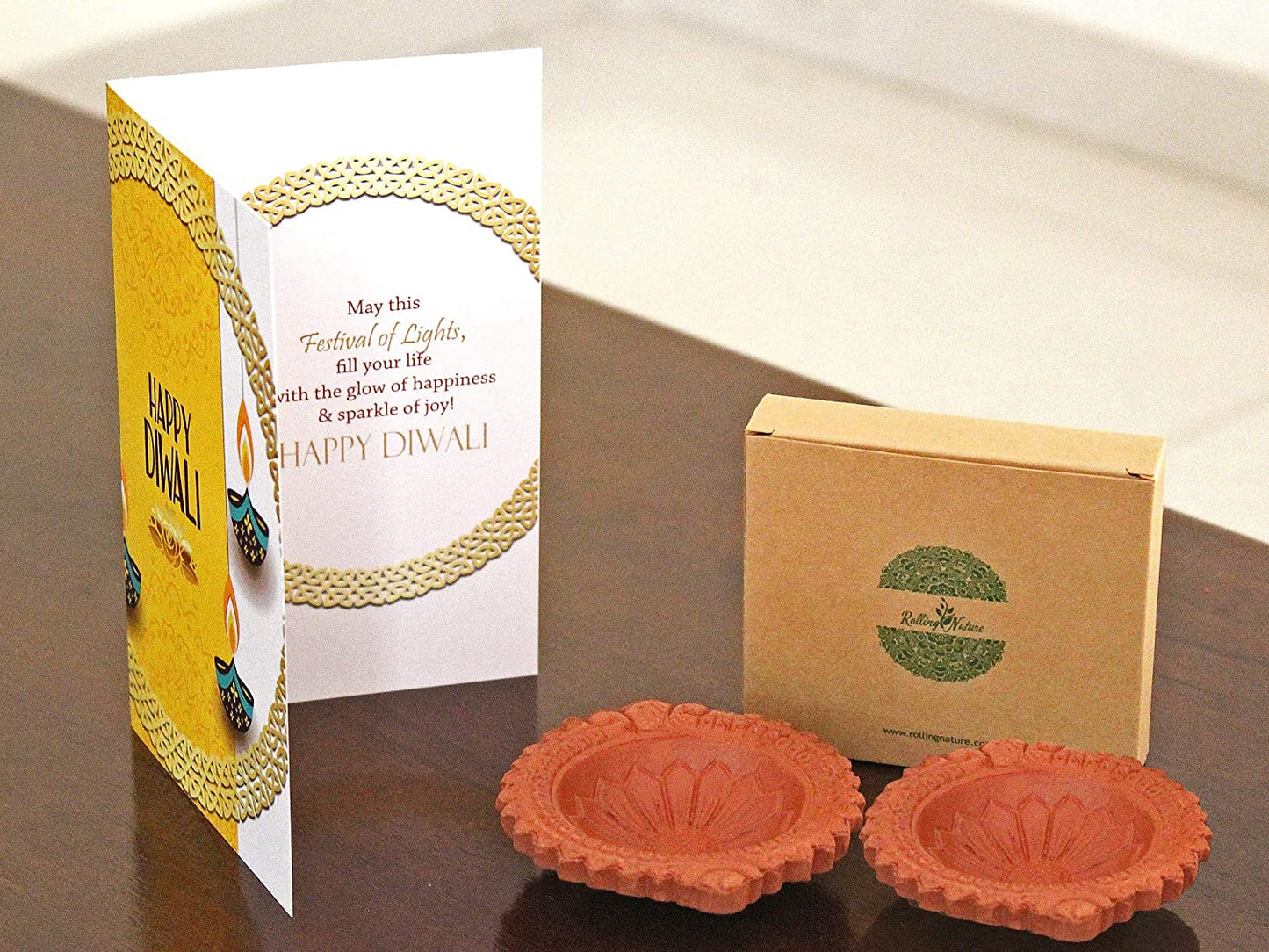 Rolling Nature Diwali Gift Combo of Good Luck Air Purifying Live Green Syngonium Plant in Yellow Ruffel Aroez Ceramic Pot
